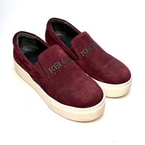 Kenzo Burgundy Nubuck Slip-On Trainers | 36